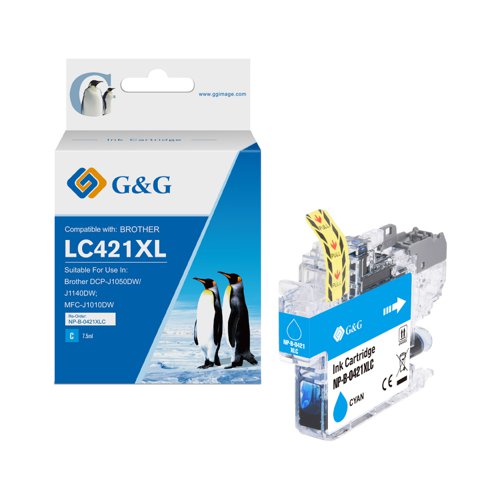 Eco Branded Brother LC421XLC High Capacity Cyan Ink Cartridge