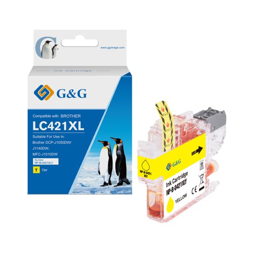 Eco Branded Brother LC421XLY High Capacity Yellow Ink Cartridge