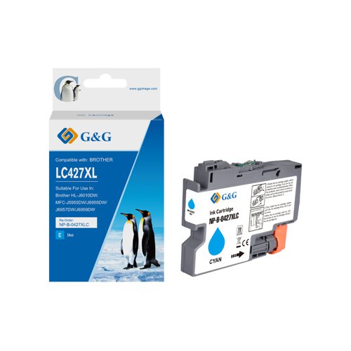 Eco Branded Brother LC427XLC High Capacity Cyan Ink Cartridge
