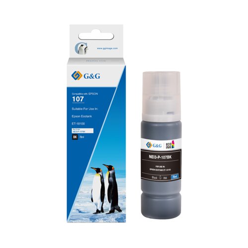 Eco Branded Epson G+G 107 Black Ink Bottle C13T09B140